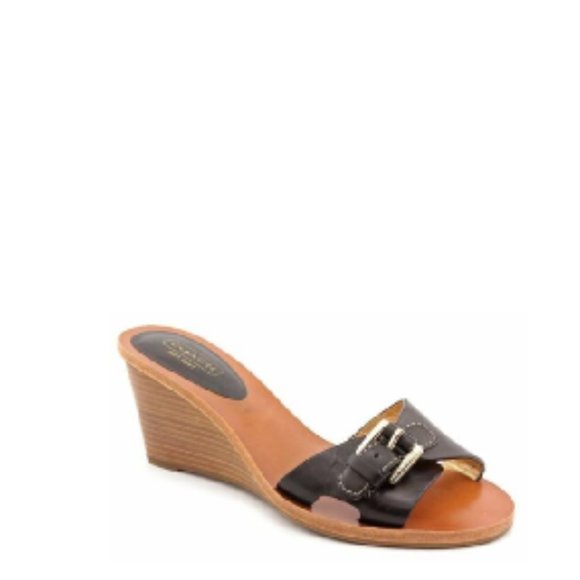 Coach Women's Paulena Slide Sandal Black Leather - Picture 1 of 1